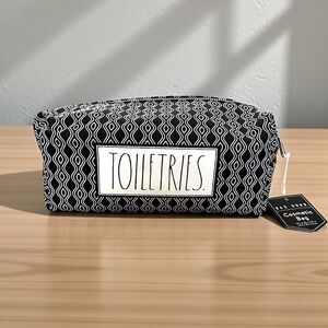 RAE DUNN Black & White Geometric Print Toiletries Cosmetics Bag Brand New w/Tags
